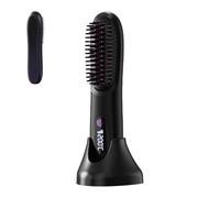 Hair Straightener Brush, Cordless Rechargeable Styling Tool, Heated Comb, Portable Hair Appliance for Travel, Morning Routine, Home, Salon, and Beauty Trips, Black