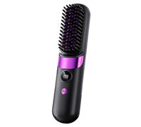 Hair Straightener Brush - Heated Comb, Rechargeable Styler for Home Travel, Auto Off Device with 4 Temperature Settings, Beauty Tool, Smoothing Brush for Apartment College and Vacation Women