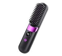 Hair Straightener Brush - Rechargeable Cordless Hair Straightener | 4 Temp Settings Styling Tools, For Daily Commute Vacation Travel Hotel Weekend Trip Dorm
