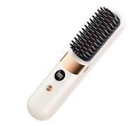 Hair Straightener Brush - Rechargeable Electric Hair Brush with 4 Temperature Settings Auto Off Function | Portable Styling Tool for Home Travel Apartment College Dorm Vacation Women Wife Family