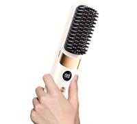 Hair Straightener Brush | Rechargeable With 4 Temperature Settings | Auto Off Straightening Brush | For Home Travel Apartment College Dorm Vacation Women Wife Family