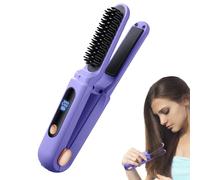 Hair Straightener Brush - Straightener Brushs For Hairs Styling, Portable Curling Iron, 1x Negative Ion Straightening Brush | Fast Heating Flat Iron Comb, Hair Styling Brushes For Travel And Daily Use