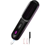 Hair Straightener Cordless Hair Straightener Negative Ion Hot Air Brush 20s Fast Heating Ceramic and Anti-Scald Design for All Hair Types USB Rechargeable (Black)