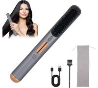 Hair Straightening Brush,9000mAh Cordless Hair Straightener with 20s PTC Heating,3 Temperature Settings,2 in 1 Cordless Negative Ion Comb,Anti-Burning