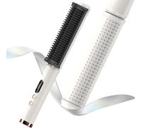 Hair Straightening Brush,Negative Ion Hair Straightening Brush,Electric Heated Brush,Quick Heating,10 Temperature Settings and Auto Shut-off,Anti-scald and LED Screen (White)