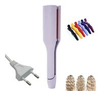 Hair Styling Tool with Negative Ionic Technology, 4 Gears Double-Sided Heating, French Curl 3d Curling Iron, 32mm Curling, Long-Lasting Smooth Waves, for Travel & Home (Purple,European Standard)