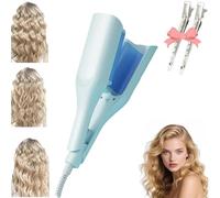 Hair Styling Tool with Negative Ionic Technology, French Curls Iron, Adjustable Temperatures for Quickly Creating Smooth Waves, 4 Gears Double-Sided Heating Lasting in 24 Hrs (Blue)