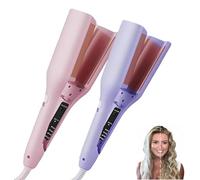 Hair Styling Tool with Negative Ionic Technology, Homessencials 3D Curling Iron for Quickly Creating Smooth Waves, French Curls Iron, 4 Gears Double-Sided Heating, for Travel & Home (Pink+purple)