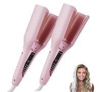 Hair Styling Tool with Negative Ionic Technology, Homessencials 3D Curling Iron for Quickly Creating Smooth Waves, French Curls Iron, 4 Gears Double-Sided Heating, for Travel & Home (Pink*2)