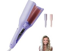 Hair Styling Tool with Negative Ionic Technology, Homessencials 3D Curling Iron for Quickly Creating Smooth Waves, French Curls Iron, 4 Gears Double-Sided Heating, for Travel & Home (Purple)