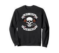 Hair Stylist Lift Tone and Pray Cosmetologist Skull Sweatshirt