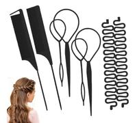 Hair Tail Tool - Non-Damage Styling Braiding Comb | Parting Comb Set | 8 Pieces Hair Styling Accessories, Pointed Tail Combs, Steel Needles, Portable Hairs Pulling Needles, for Women Girls