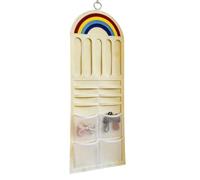 Hair Tie Organizer - 92cm Rainbow Wall Display | Cloth Hair Claw Clips Storage Hanger, Large Hanging Bow Holder With Mesh Pocket For Scrunchies Headbands Jewelry Sunglasses Vanity Closet Bedroom Nurse