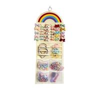 Hair Tie Organizer, Wall Hanging Storage, 13,78 x 36,22 Inches Bag with Mesh Pocket, Cloth Material, Hair Accessory Holder with Convenient Design, Organizer for Girls Kids
