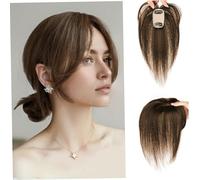 Hair Topper Real Human Hair 9, 8 pouces de long Human Toppers pour les femmes minces Clip de base en soie en extensions Naturel Recherche d'un usage quotidien Brown