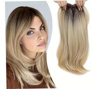 Hair Topper Side Fareted Hair Topper avec une frange à 360 ° Pièces de couverture Wispy Fausse Clip Clip dans les extensions de cheveux Mélangez les accessoires blonds pour les femmes usure (Gradient