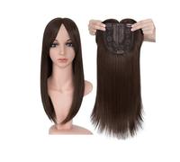 Hair Toppers Femme 6x6 pouces cheveux Toppers avec frange for les femmes synthétiques haut postiches perruques Striaght Clip dans l'extension de cheveux(Light brown,14inches)