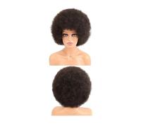 Hair Toppers Femme Perruque synthétique afro crépue bouclée avec frange, perruque de cosplay for femme(Dark Brown)