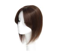 Hair Toppers Femme Postiche for femme en cheveux naturels, taille 12 x 13 cm, postiche avec frange, base en soie, clip dans le postiche, postiche avec frange(35 cm,Dark Brown)
