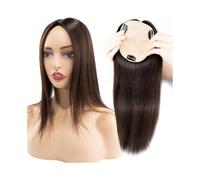 Hair Toppers Femme Topper de cheveux européen 5 "x 5,5" postiche à base de soie respirante 8-16 pouces cheveux humains raides 3 clips dans le Topper de cheveux for les femmes ayant des cheveux clairse