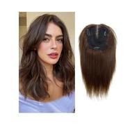 Hair Toppers Femme Vrais cheveux humains for femme 13 x 12 cm - Base en dentelle suisse respirante - 25,4 cm - Ligne de cheveux naturelle - Remy - for ajouter du volume aux cheveux(Brownish black)