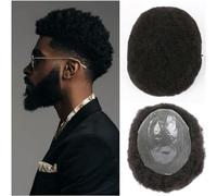 Hair Toupee men Afro Toupet for hommes peau fine PU Base postiches de cheveux humains perruques de cheveux humains 8x10 pouces prothèse de cheveux masculins 6mm système de cheveux bouclés crépus rempl