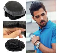 Hair Toupee men Hommes Toupet 6 "Système de remplacement de cheveux humains avec base de 8x10 pouces dentelle suisse et Pu autour des hommes unité de cheveux postiches durables prothèse de cheveux mas