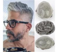Hair Toupee men Toupet for hommes perruque de cheveux humains indiens peau douce et fine boucle en V Base en PU prothèse de cheveux masculins pièces de cheveux ondulés unités de système (Color : 6 IN