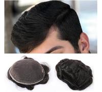 Hair Toupee men Toupet for hommes postiches marron foncé vrais cheveux humains prothèse 8x10 pouces pleine fine dentelle suisse toupet for hommes système de remplacement de cheveux doux et respirant t