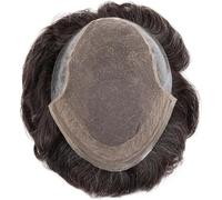Hair Toupee men Unités de système de cheveux humains Postiches ondulées for hommes dentelle française PU hommes toupet indien Remy cheveux perruques ligne de cheveux naturelle respirant mâle prothèse