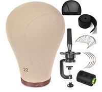 Hair Trend Wig Head Stand Cork Canvas Block Durable and Sturdy Mannequin Head for Wigs Making Display 22 inch