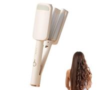 Hair Waver Crimper, Waver Curling Iron, Beach Waves Curling Wand, Ionic Deep Waver Hair Curler Tool with Ceramic 3 Barrel for Women, Anti-Scald, Easy to Use (beige)