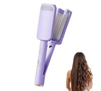 Hair Waver Crimper, Waver Curling Iron, Beach Waves Curling Wand, Ionic Deep Waver Hair Curler Tool with Ceramic 3 Barrel for Women, Anti-Scald, Easy to Use (Purple)