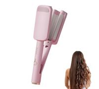 Hair Waver Crimper, Waver Curling Iron, Beach Waves Curling Wand, Ionic Deep Waver Hair Curler Tool with Ceramic 3 Barrel for Women, Anti-Scald, Easy to Use (Pink)