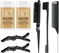 Hair Wax Stick 2 Pack With Hair Comb Set For Women & Kids,Slick Stick For Hair Non-Greasy Styling Hair Pomade Stick,Hair Slick Stick With Comb & Hair Clips Set