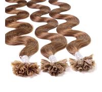 Hair2Heart 25 x 0.5g extensions cheveux keratine à chaud - 40cm, couleur #8 Noisette, ondulé