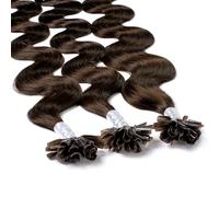 Hair2Heart 25 x 0.5g extensions cheveux keratine à chaud - 50cm, couleur #4 brun, ondulé