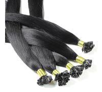 Hair2Heart 25 x 0.5g extensions cheveux keratine à chaud - 60cm, couleur #1 Noir foncé, lisse
