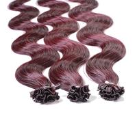Hair2Heart 25 x 1g extensions cheveux keratine à chaud - 40cm, couleur #99j Prune, ondulé