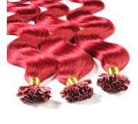 Hair2Heart 25 x 1g extensions cheveux keratine à chaud - 40cm, couleur #Rouge, ondulé