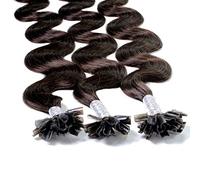 Hair2Heart 25 x 1g extensions cheveux keratine à chaud - 50cm, couleur #2 Chocolat foncé, ondulé