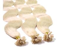 Hair2Heart 25 x 1g extensions cheveux keratine à chaud - 60cm, couleur #60 Blonde platine, ondulé