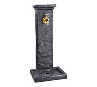 HAIRIE GRANDON-Fontaine borne à colonne carrée en pierre reconstituée anthracite imitation schiste Hairie Grandon - 83 cm