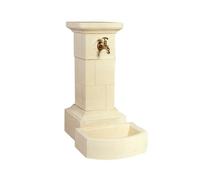 HAIRIE GRANDON-Fontaine borne à colonne carrée en pierre reconstituée ton blanc Hairie Grandon - 95 cm