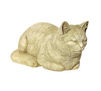 HAIRIE GRANDON-Statue décorative chat qui ronronne ton vieilli coloris beige en pierre reconstituée