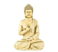 HAIRIE GRANDON-Statue en béton coulé beige aspect pierre vieillie Hairie Grandon Bouddha hindou moyen modèle - 40,5 cm