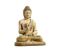 HAIRIE GRANDON-Statue en pierre reconstituée patinée beige Hairie Grandon Bouddha assis grand modèle - 80 cm