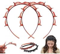 Hairpin Headband,Headband With Clips,Clip Headband,Hair Clip Headband,Hair Band With Clips, Pack Of 2 Hair t-wister Headbands, Double Bangs Hairstyle Hairpin, Hair Hoop
