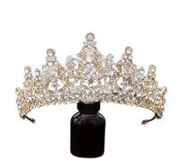 Hairpin Queen Crown for Women, Baroque Luxury Cubic Zirconia Crown Crystal Bridal Tiaras CZ Crowns Rhinestone Pageant Diadem Hairband Wedding Hair Accessories(Gold)