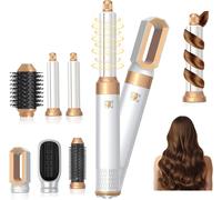 Hairstyler Magic Styler Kit 6 En 1 Avec Sèche-Cheveux,Brosse Ronde,Fer À Boucler,Brosse À Air Chaud,Pour Coiffer,Lisser,Sécher,Volume,Boucles